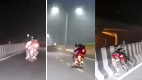 போதையில் டிரிபிள் ரைடு சென்ற இளைஞர்கள்... திடீரென மாயமாகும் வீடியோ..!