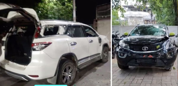 பார்ச்சூனர் எஸ்யூவி காரை சாலையில் உருள வைத்த டாடா நெக்ஸான்.. பாதிப்பில்லாமல் தப்பிய பயணிகள்.. கொரோனாவைவிட கொடிய விபத்து!