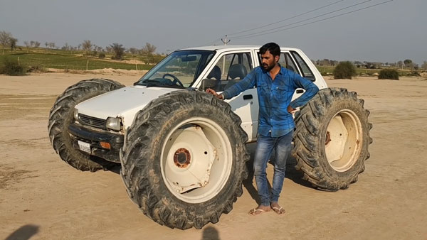 பிரம்மாண்டம்... ராட்சத டயர்களுடன் புதிய அவதாரம் எடுத்த மாருதி 800... வாயை பிளந்து பார்க்கும் மக்கள்