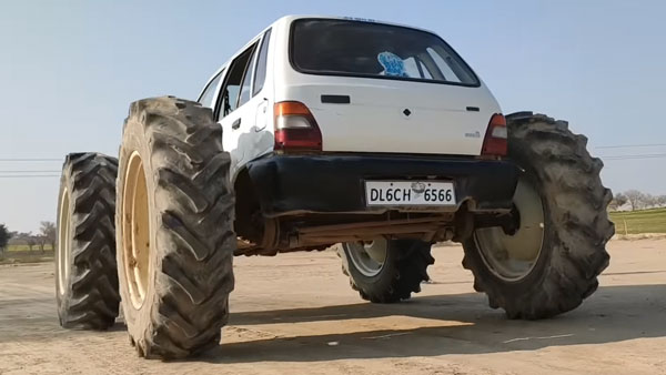 பிரம்மாண்டம்... ராட்சத டயர்களுடன் புதிய அவதாரம் எடுத்த மாருதி 800... வாயை பிளந்து பார்க்கும் மக்கள்