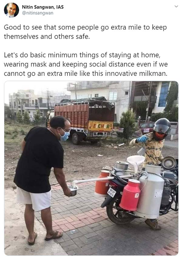 கொரோனா பரவுவதை தடுக்க சூப்பர் ஐடியா... வேற லெவலில் யோசித்த சாதாரண பால்காரர்... என்னனு தெரியுமா? கொரோனா பரவுவதை தடுக்க சூப்பர் ஐடியா... வேற லெவலில் யோசித்த சாதாரண பால்காரர்... என்னனு தெரியுமா?