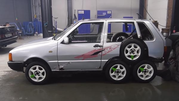 இப்படியொரு ஃபியாட் காரை இதுவரை நீங்கள் வாழ்வில் பார்த்திருக்கவே முடியாது..! ஏனா இதில் 8 வீல்கள்...