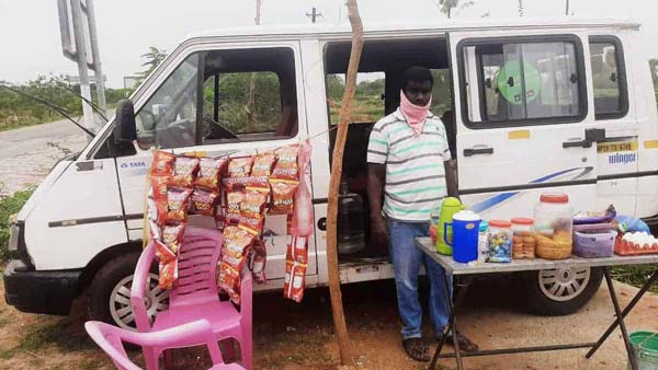 கரும்பு ஜூஸ் கடையாக மாறிய பல லட்சம் மதிப்புள்ள கார்... உயிர்வாழ ஓட்டுநரின் சிறிய சிந்தனை...