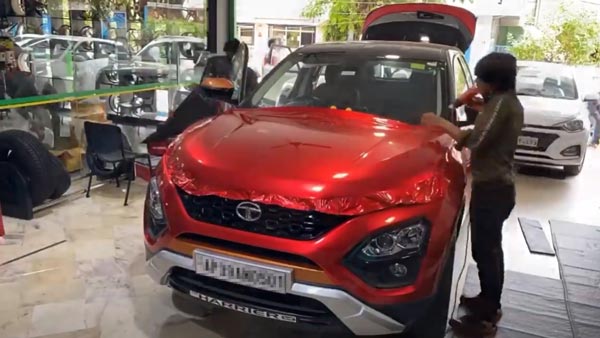 கிராஃபிக்ஸ் என்றால் இப்படி இருக்கனும்... டெட்புல் வெனோம் உருவங்களுடன் டாடா ஹெரியர் கார்...