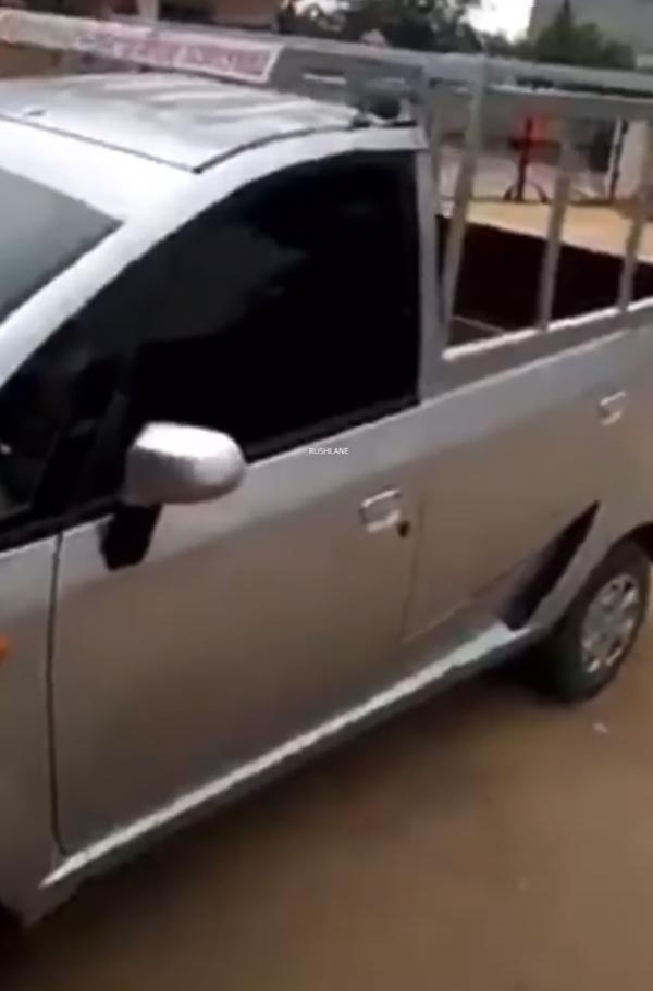 வைரலாகும் வீடியோ... பாதுகாப்பு இல்லாத டாடா நானோ காரை உரிமையாளர் எப்படி மாற்றியுள்ளார்? என பாருங்க...