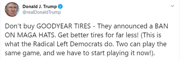  குட்இயர் நிறுவனம் மீது அதிபர் டிரம்ப் கடும் கோபம்... தனது காரிலிருந்து குட்இயர் டயர்களை மாற்றவும் முடிவு!
