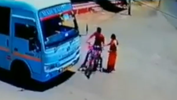 பஸ் டிரைவரின் திறமையால் மறு ஜென்மம் எடுத்த 2 பேர்... வீடியோ பார்த்ததும் ஒடம்பெல்லாம் ஆடிப்போயிருச்சு