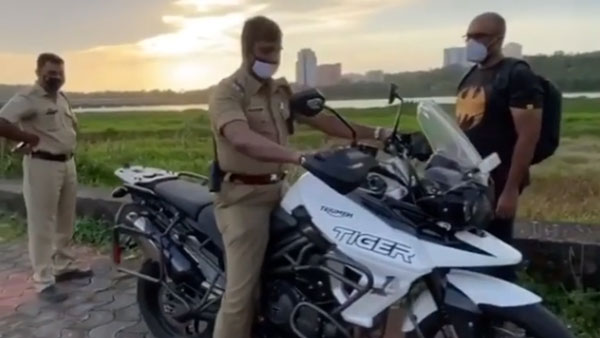 விலை உயர்ந்த பைக்கை பார்த்து வாயை பிளந்த போலீஸ்காரர்... ஓனர்கிட்ட கேட்டாரு பாருங்க ஒரு சந்தேகம்...