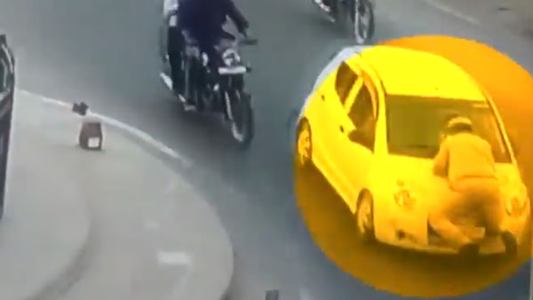 காரை நிறுத்த முயன்ற காவலர்... டிரைவர் செய்த மிருகத்தனமான காரியம்... அடி வயிற்றை கலங்க வைத்த வீடியோ