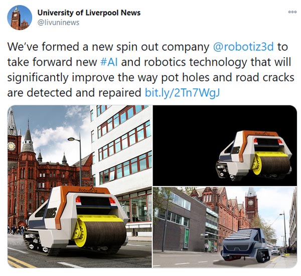 குண்டும் குழியுமான சாலைகளுக்கு பை-பை சொல்லுங்க... தயாராகுகிறது பள்ளங்களை தேடி அடைக்கும் ரோபோ வாகனம்... குண்டும் குழியுமான சாலைகளுக்கு பை-பை சொல்லுங்க... தயாராகுகிறது பள்ளங்களை தேடி அடைக்கும் ரோபோ வாகனம்...