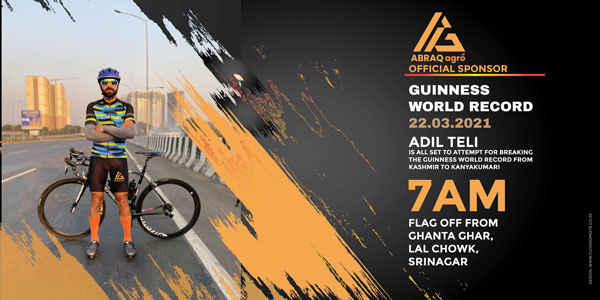 காஷ்மீரில் இருந்து கன்னியாகுமரிக்கு இவ்வளவு வேகமா வர முடியுமா? அதுவும் சைக்கிளில்! உலக சாதனை படைத்த இளைஞர்...