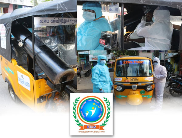 சென்னையில் 'ஆக்சிஜன் ஆட்டோ' சேவை... உயிர்காக்கும் உன்னத சேவையில் இறங்கிய தன்னார்வலர்!