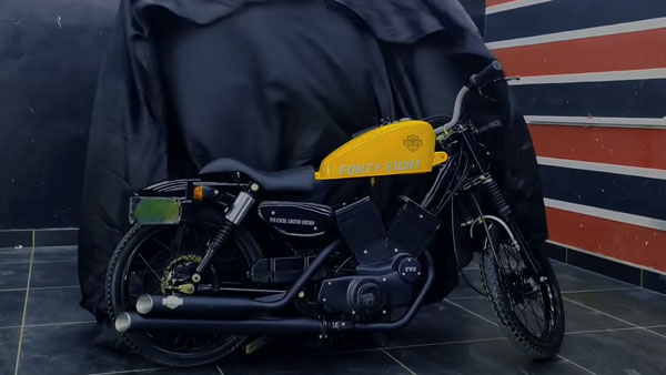 இது டிவிஎஸ் எக்ஸ்எல் பைக் என்றால் நம்ப முடிகிறதா!! ஹார்லி-டேவிட்சன் பைக்குகளே தோற்றுவிடும்...