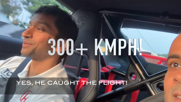 கோவையில் போர்ஷே சூப்பர் காரில் பறந்த நரேன் கார்த்திகேயன்... காரணம் இதுதான்!