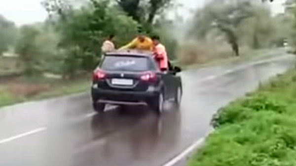 காரின்மீது படுத்து சென்ற இளைஞர்கள்... தேடும் காவல்துறை... இப்படி பண்ணாதீங்கனு சொன்ன எங்க கேக்குறாங்க...