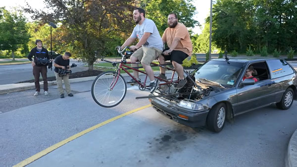 சைக்கிளால் இயங்கும் ஹோண்டா சிவிக்! இதுவரை நாம் கண்டிராத விநோத மாடிஃபிகேஷன் பற்றிய சுவாரஷ்ய தகவல்கள்!