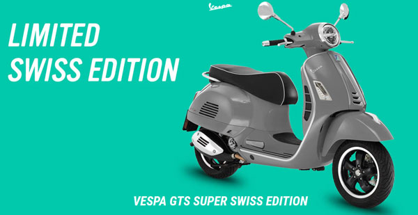 வெஸ்பா ஜிடிஎஸ் சூப்பர் ஸ்விஸ் லிமிடெட் எடிசன் ஸ்கூட்டர் வெளியீடு!! சுவிட்சர்லாந்து நாட்டிற்கு மட்டும் தானாம்