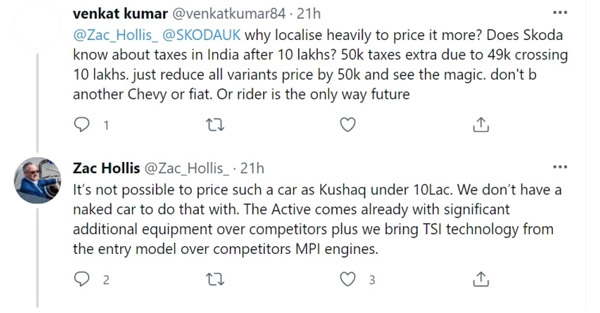 க்ரெட்டா, செல்டோஸை காட்டிலும் குஷாக்கின் விலை ஏன் அதிகமாக உள்ளது? ஸ்கோடா சிஇஓ-வின் பதில்கள்