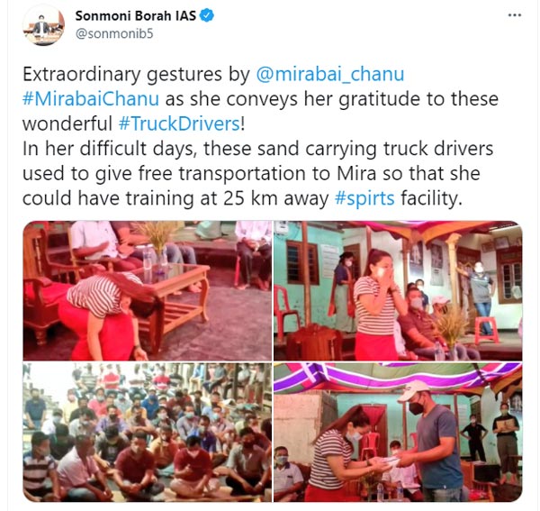 பயிற்சிக்கு செல்ல லிஃப்ட் கொடுத்த லாரி டிரைவர்களுக்கு, ஒலிம்பிக் மங்கை கொடுத்த சர்ப்ரைஸ்!! என்னென்னு தெரியுமா?