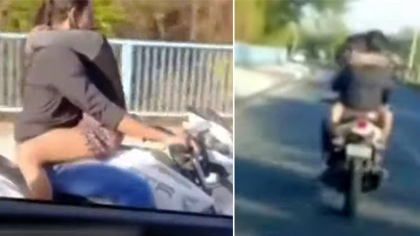 இதையெல்லாம் பொது சாலையில் செய்யக்கூடாதுனு எத்தன தடவ சொல்வது!! வீடியோவால் போலீஸாரிடம் சிக்கிய இளம் காதல் ஜோடி