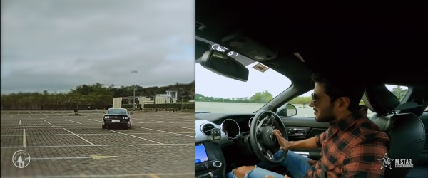 ஃபோர்டு மஸ்டங்கில் ஸ்டண்ட் செய்து ரசிகர்களை தெறிக்கவிட்ட பிரபல நடிகர்!! இந்த தடவை ரொம்ப உஷாராக இருந்துள்ளார்!