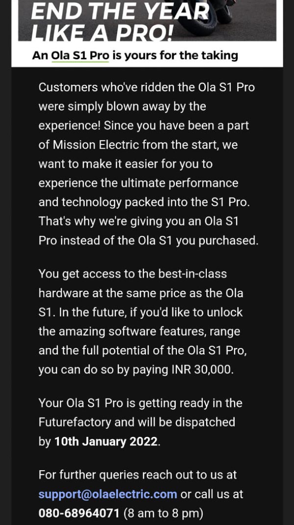 ஓலா எஸ்1 எலக்ட்ரிக் ஸ்கூட்டரை புக் செய்துள்ளவர்களுக்கு ஓர் சூப்பரான அறிவிப்பு!! இலவசமாக எஸ்1 ப்ரோவின் ஹார்ட்வேர்...