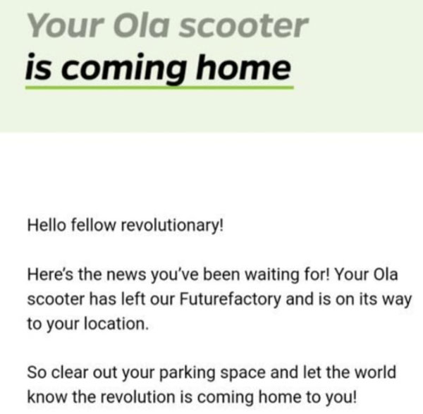 ஓலா எலக்ட்ரிக் ஸ்கூட்டரை டெலிவிரி எடுக்க தயாராகுங்கள்!! தொழிற்சாலையில் டெலிவிரிக்கு ரெடியாக ஸ்கூட்டர்கள்!