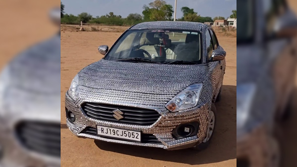 Maruti dzire wrap with 1 rupee coins front view