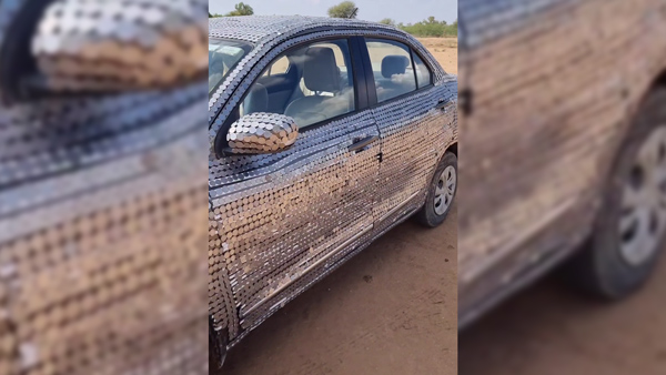 Maruti dzire wrap with 1 rupee coins