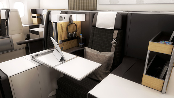 Rear facing business class seats