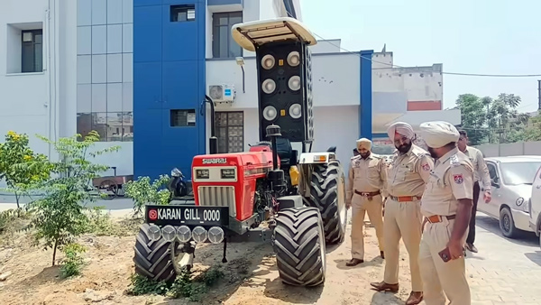 modified tractor with 52 speakers