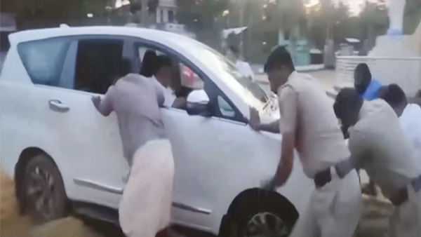 Kerala Minister Recovers Car Stuck On Beach