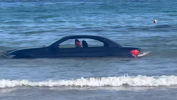 bmw submerged in sea