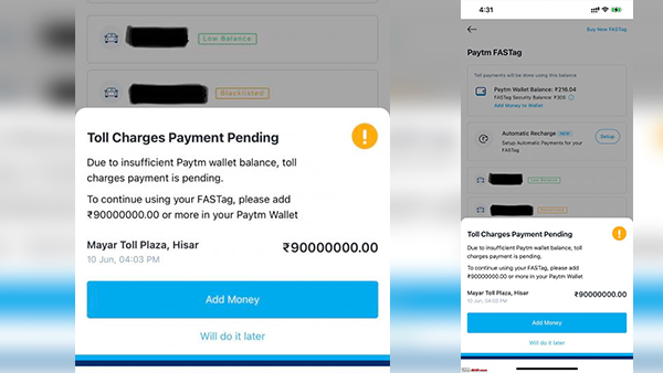 9 crore bill for fastag