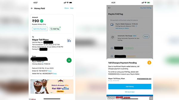 9 crore bill for fastag