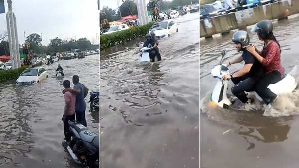 benz vs ola waterlogged road video