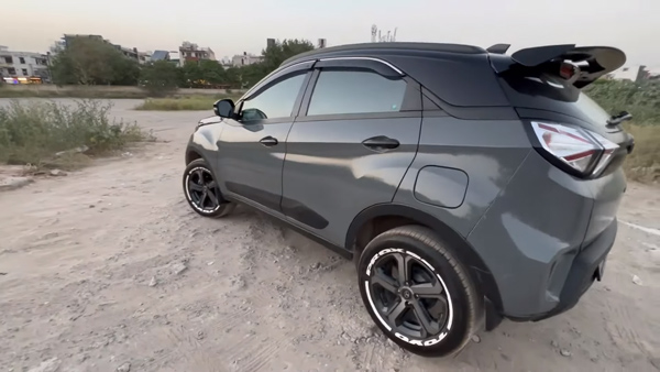 Tata nexon nardo grey back side view