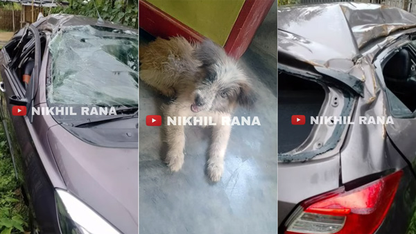 Tata tiago crashes into a dumper truck