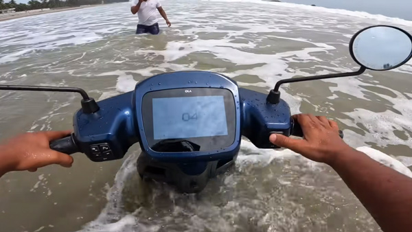 Electric scooter into sea Electric scooter into sea