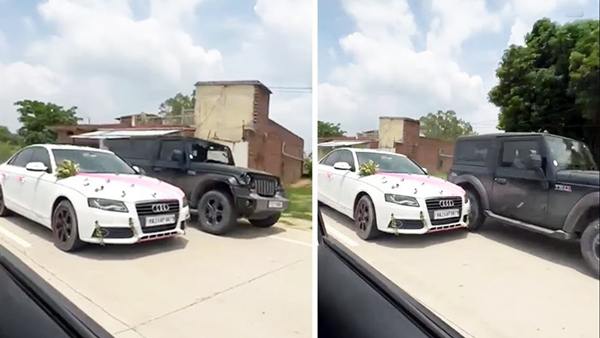 collision between audi and thar
