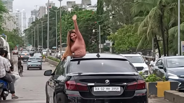 Rakhi Sawant Enjoys Ride In BMW 5-Series