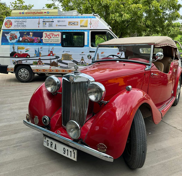 mg vintage car road trip