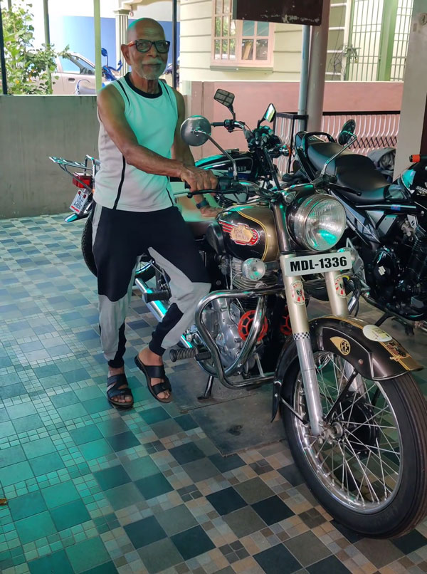 old man started bullet Bike