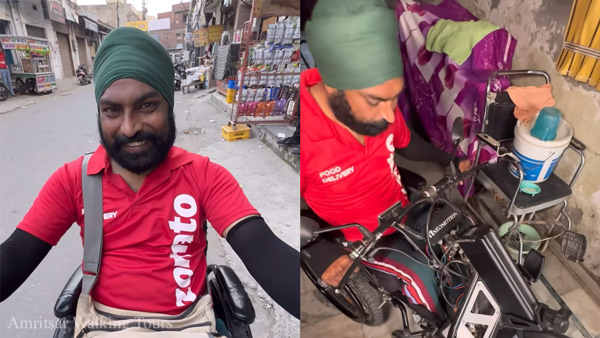 disabled person as food delivery