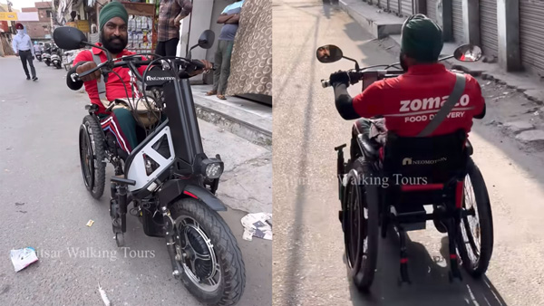 disabled person as food delivery