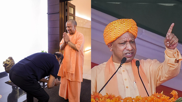 Rajinikanth Touched Yogi Adityanaths Feet