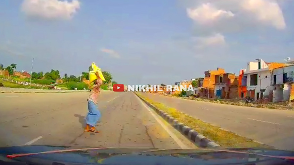 Tata Nexon Narrowly Misses Hitting Pedestrian