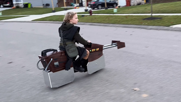 dad transforms e-bike into speeder