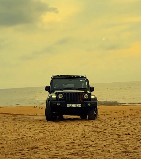 keerthy suresh drives mahindra thar