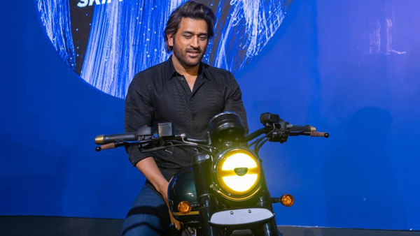 MS Dhoni With Custom Jawa 42 Bobber
